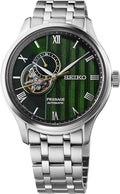 SEIKO SSA463 Watch for Men - Presage Collection - Stainless Steel Case, Leather Strap, Elegant Design, Precision Timekeeping, Dark Green