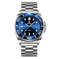 RUIGE new Men's Fully Automatic Mechanical Watch Stainless Steel Calendar Men's Rotating Bezel Fashion Trend Night Light Waterproof Watch A8-2 (Blue)