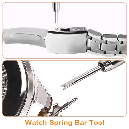 HECHIO 12 Pieces Watch Link Removal Kit，Professional Watch Band Replacement Tool，1 Double Head Hammer, 6 Spare Pins，Watch Pin Remover Sizing Strap