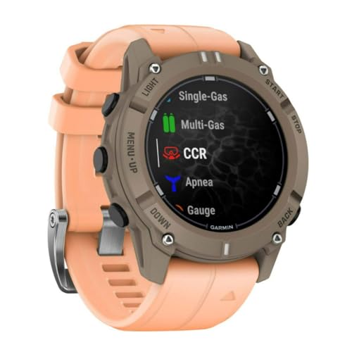 Garmin® Descent™ G2, Watch-Style Dive Computer, Bright AMOLED Display, Multiple Dive Modes, Health and Wellness Features, Paloma with Shell Pink Band