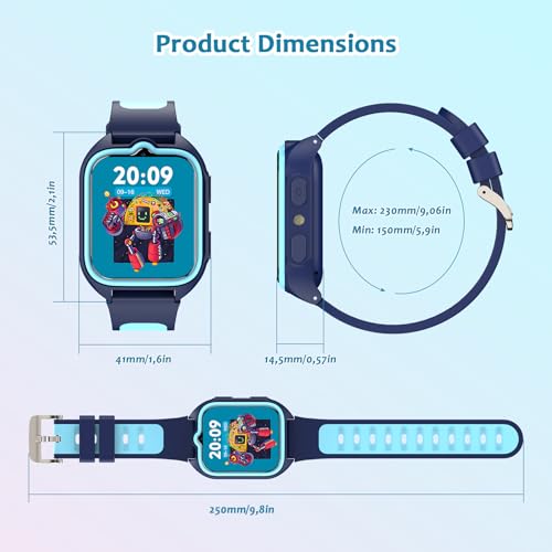 Blackview Kids Smart Watch with 32 Puzzle Games, HD Camera & Video Recording, 1.75" Touch Screen, Flashlight,Music Player, Pedometer, Alarm Clock,Stopwatch,Kids Watch for Boys Ages 4-12