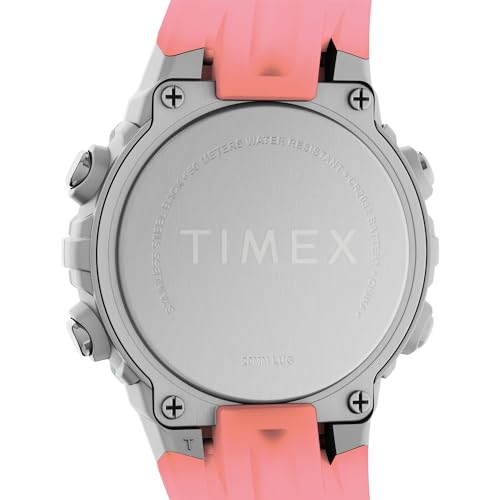 Timex Men's Digital 33mm Watch - Pink Strap Digital Dial Silver-Tone Case