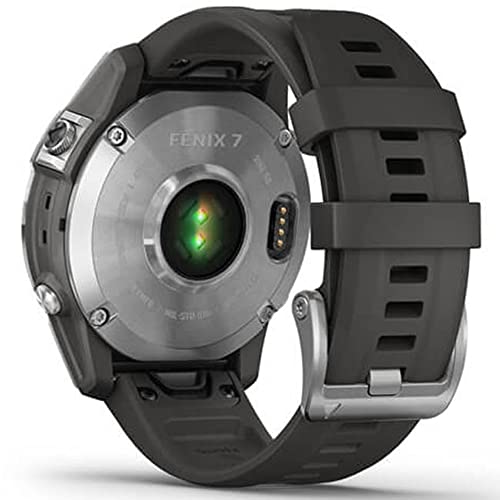 Garmin 010-02540-00 Fenix 7 Smartwatch Silver with Graphite Band Bundle with 2 YR CPS Enhanced Protection Pack (Renewed)