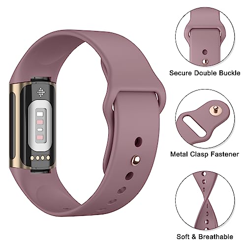 6 Pack for Fitbit Charge 6 Bands/Fitbit Charge 5 Band Women Men, Soft Silicone Waterproof Adjustable Sport Replacement Wristband Strap Compatible with Fitbit Charge 6 / Charge 5 Fitness Trackesr
