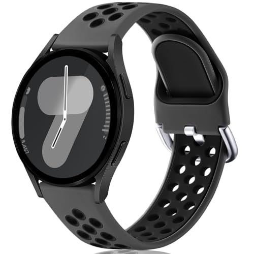 Lerobo for Galaxy Watch 7 Band Compatible with Samsung Galaxy Watch 6 5 4 Band 44mm 40mm/Galaxy Watch 6 Classic 47mm 43mm/Watch 4 Classic/Watch 5 Pro 45mm, 20mm Soft Silicone Sport Band for Men,Black