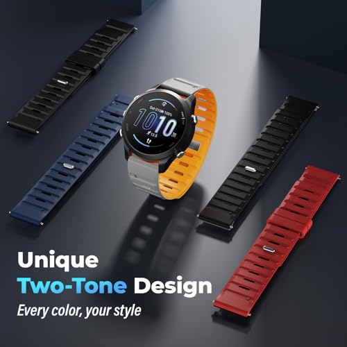 Strong Magnetic Watch Bands for Garmin Vivoactive 6/5/3, 20mm Quick Release Bands Compatible with Garmin Forerunner 165/245/645/55/570 42mm, Silicone Sport Strap for Garmin Venu 2 Plus/Venu Sq/Sq 2