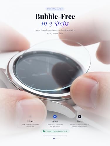 iDaPro 4Pack Screen Protector for Samsung Galaxy Watch 8/7/6/5/4 (44mm)[4Pcs],9H Tempered Glass Protection Kit in Reusable Storage Case,Anti-Scratch,Bubble-Free,Easy Installation