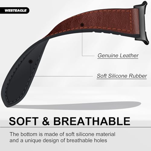 WestEagle Magnetic Leather Watch Band Compatible with Samsung Galaxy Watch Ultra 47mm (2025/2024) Magnetic Buckle Design Adjustable Classic Wristbands Replacement Straps for Men and Women, Dark Brown