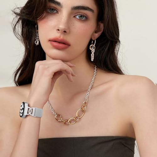 Adorve Metal Strap Compatible with Galaxy Watch 8 Band 40mm 44mm, Galaxy Watch 8 Classic Band 46mm, Milanese Magnetic No Gap Strap for Samsung Watch Bands for Women with Unique Design