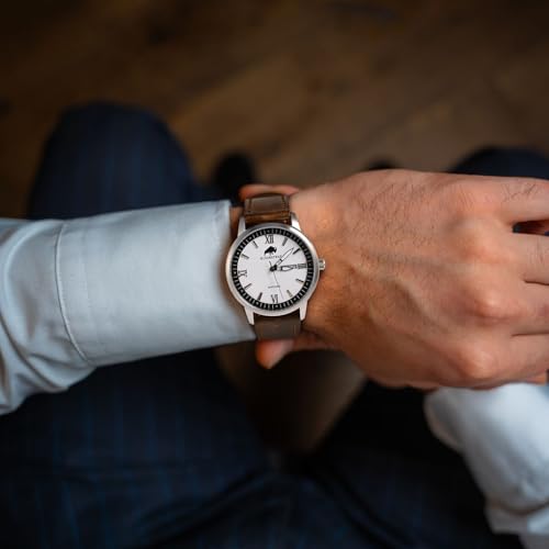 BISONSTRAP Leather Watch Straps, Classic Oil Waxed Leather, Quick Release Replacement Band for Men and Women, 20mm, Dark Brown/Silver Buckle