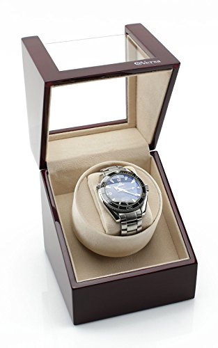 Versa Single Watch Winder Elite Automatic Watch Winder - Quiet Japanese Motor - 12 Settings - Compatible with Rolex's, Cartier, Omega, and More (Cherry)