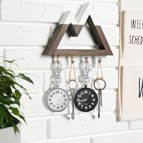 Junkin 2 Pieces Clip on Pocket Watch with Keychain, Nurse Watch with Key Buckle Unisex, Portable Hanging Digital Clip Fob