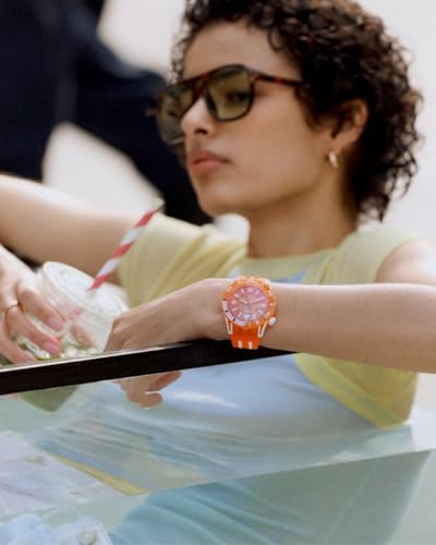 Swatch Scuba Unisex Casual Watch Bio-sourced Orange Quartz Water Resistant Pacific SEA Nettle