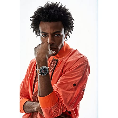 Citizen Eco-Drive Star Wars Men's Watch, Stainless Steel with Orange Leather Strap, Rebel Pilot, Silver-Tone, 44mm (Model: CA4478-56L)