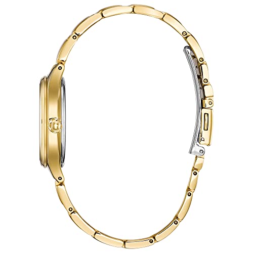 Citizen Women's Eco-Drive Dress Classic Diamond Watch in Gold-Tone Stainless Steel, Silver Dial (Model: FE2102-55A)