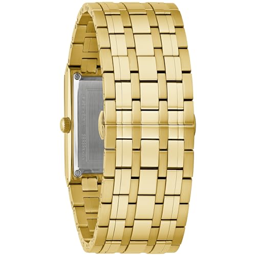 Bulova Marc Anthony Mens Modern Quadra Diamond Gold Stainless Steel Watch,Black Dial, Style:97D132