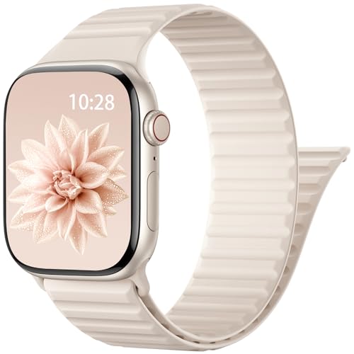 Patented Magnetic Sport Silicone Band Compatible with Apple Watch Bands 40mm 38mm 41mm 44mm 45mm 42mm 49mm Women Men, Soft Silicone Sport Loop Strap for iWatch Series 11 10 9 8 7 6 5 4 3 2 1 SE Ultra