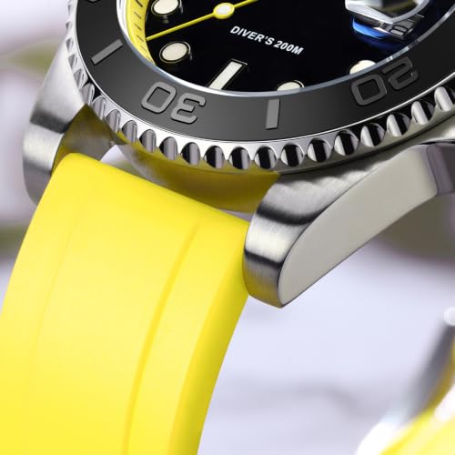 ADDIESDIVE Casual Men's Dive Watch 200 M Waterproof Luminous Yellow Rubber Band Analog Quartz Watches for Men