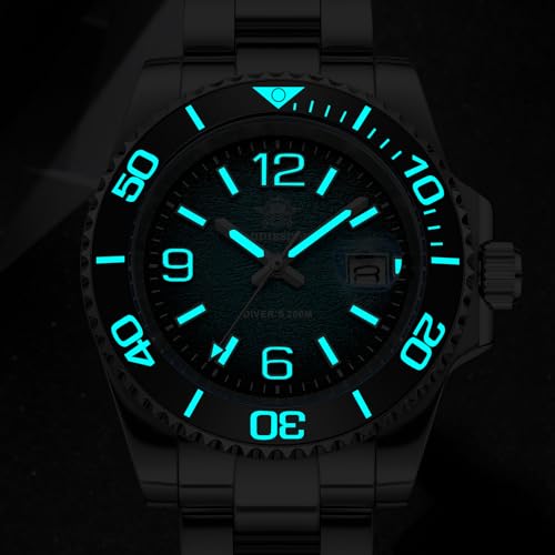 ADDIESDIVE 41 MM Dive Watches for Men Easy to Read Dial Quartz Mens Watch 200 M Waterproof BGW9 Luminous Analog Blue Gradient Military Hybrid Dial