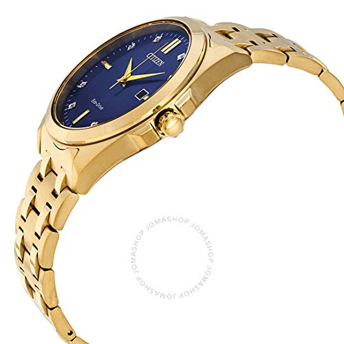 Citizen Men's Classic Peyton 3-Hand Eco-Drive Watch, Date, Sapphire Crystal, Diamond Markers, Gold Tone/Blue Dial
