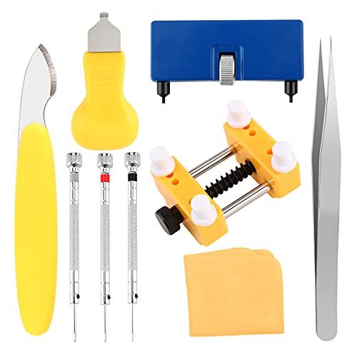 Watch Battery Replacement Kit - 9 PCS Professional Tool Set with Adjustable Case Opener, Back Remover, Holder & Precision Tools