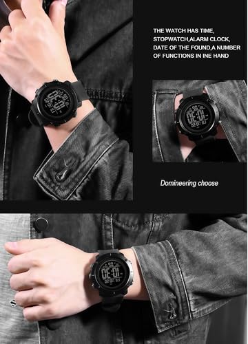SNE Digital Watch Sports Waterproof Military Back Light Small Watch for Men Black 1426