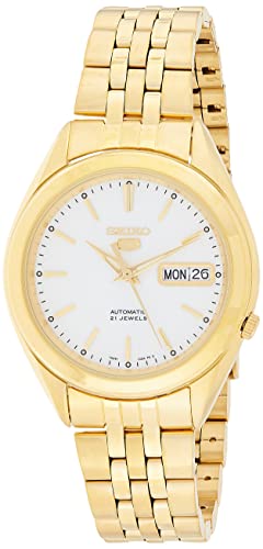 Seiko Men's SNKL26 Gold Plated Stainless Steel Analog with White Dial Watch