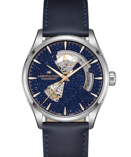 Hamilton Jazzmaster Automatic Mens Watch, 42 Stainless Steel Case, Swiss Made, Blue Dial Analog Wrist Watch for Mens, 50 Meters Water resitance, Sapphire Crystal, 3-Hand Movement, Leather Strap