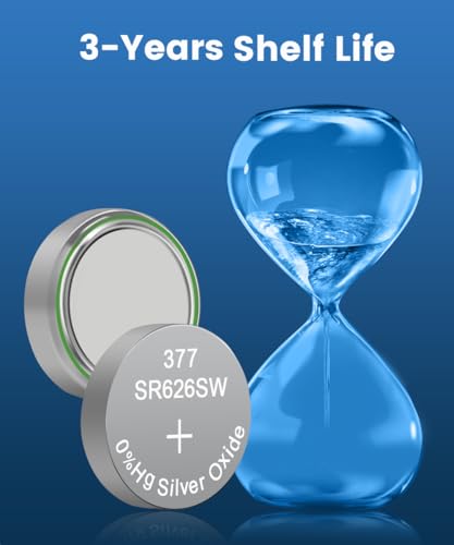 10 Count SR626SW Watch Battery, 377 376 AG4 1.55V Silver Oxide Batteries