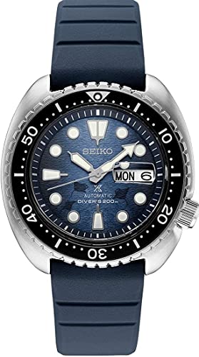 Seiko SRPF77 Automatic Watch for Men - Prospex Automatic Diver - Manta Ray Patterned Blue Dial with Day/Date, Rotating Bezel, 200m Water-Resistant