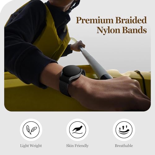 Braided Bands for Samsung Galaxy Watch 7/6/5/4/FE 40mm 44mm/Watch 6 4 Classic 46mm 42mm 47mm 43mm/5 Pro 45mm,One Click No Gap Parachute Elastic Nylon Sport Strap Wristband Galaxy Watch Band Men/Women