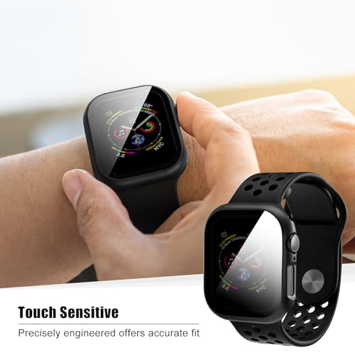 KUYUBMINYR 2 Pack Privacy Case for Apple Watch Screen Protector, Anti-Spy Tempered Glass Film Apple Watch Cover Hard PC Case Bumper for iWatch Series 11 Series 10 - Black/Black 46mm