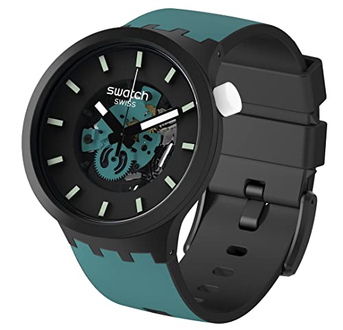 Swatch Big Bold Bioceramic Lacquered Unisex Watch Casual Polymer Black Automatic Waterproof Night Trip
