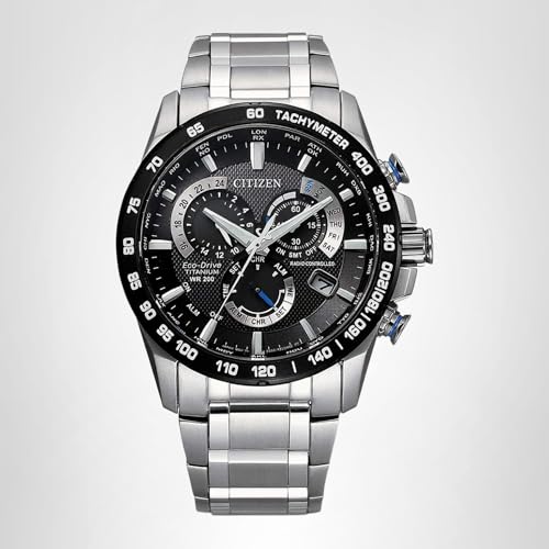 Citizen Men's Eco-Drive Sport Luxury PCAT Chronograph Super Titanium™ Watch, Power Reserve Indicator, Black Dial, 42mm (Model: CB5908-57E)