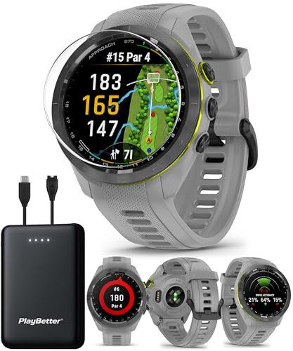 Garmin Approach S70 (Gray, 42mm) Golf GPS Smartwatch PlayBetter Bundle
