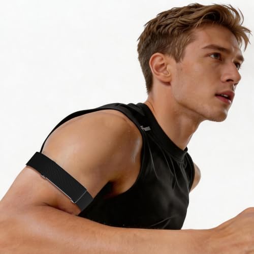 VeveXiao Nylon Bicep Bands Compatible With Google Fitbit Air Straps, Soft Weave Stretchy Breathable Replacement Sport Arm/Ankle Wristbands with Magnetic Buckle-No Tracker，Black