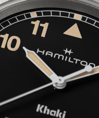 Hamilton Khaki Field Khaki Quartz Men's Watch, 38mm Stainless Steel Case, Swiss Made, Black Dial Analog Wrist Watch for Men, 50m Waterproof, Sapphire Crystal, Stainless Steel Strap