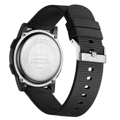 HANPOSH Mens Digital Watch Ultra Thin Minimalist Sports Waterproof Outdoor LED Screen Large Face Wrist Watches for Men with Back Light Alarm Date Stopwatch