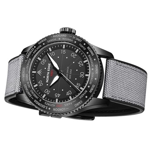 NORTH EDGE Men's Solar Pilot Watch – Quartz Movement, Lightweight, Mineral Glass, Water-Resistant, Eco-Friendly Casual Watch, Model: MACH