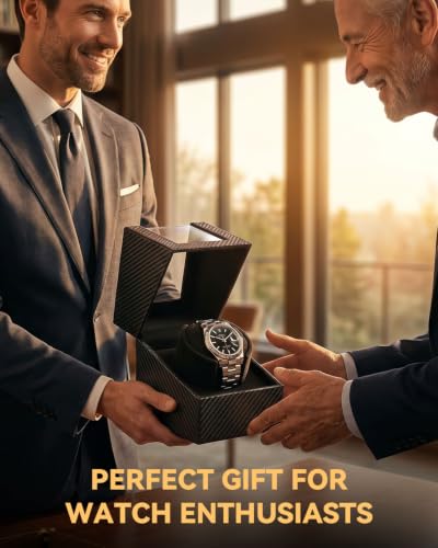KAVYIA Automatic Watch Winder with Japanese Motor – Silent Adjustable Rotation, Premium PU Leather Exterior and Soft Flexible Watch Pillows, Gift for Him, Christmas Gift 2025
