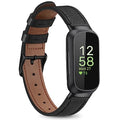 Fintie Bands Compatible with Fitbit Inspire 3 2 1 HR, Soft Genuine Leather Replacement Strap Wrist Band, Black