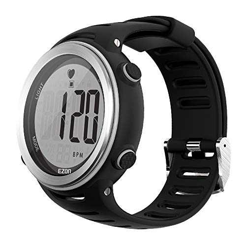 EZON GPS Men Women Sports Outdoor Digital Watch with Exercise Records Distance Speed Pace Black Blue Red Multifunctional (Silver)