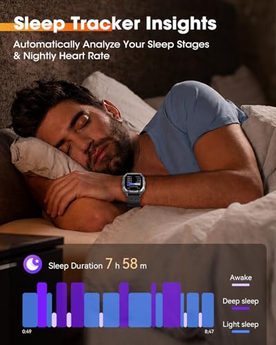 Smart Watches for Men (Answer/Make Calls), 2.02'' Military Smart Watch Built-in GPS with Sleep Monitor/Heart Rate/100+ Sport Modes, Waterproof Smartwatch Fitness Tracker for Android and iPhone Black