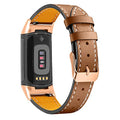 Mtozon Leather Bands Compatible with Fitbit Charge 6/Charge 5, Replacement Genuine Leather Straps for Women Men, Brown