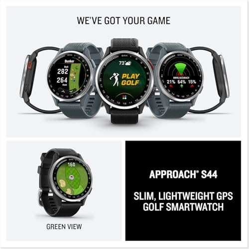 Garmin Approach S44 GPS Golf Smartwatch | Signature Series Modern Power Stand Bundle