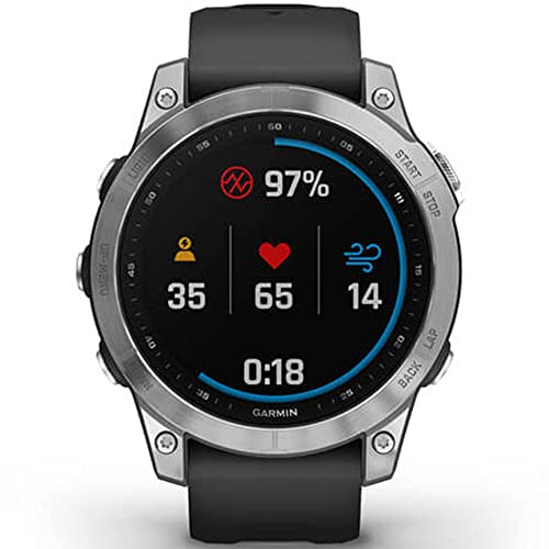 Garmin 010-02540-00 Fenix 7 Smartwatch Silver with Graphite Band Bundle with 2 YR CPS Enhanced Protection Pack (Renewed)