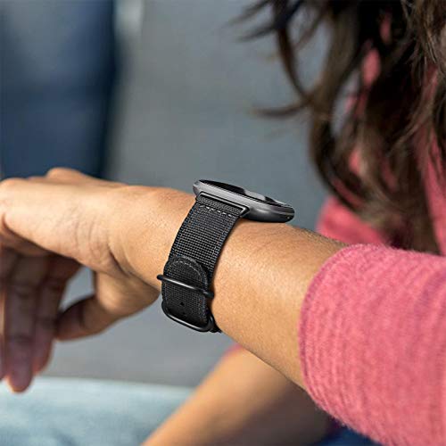 FINTIE Band Compatible with Fitbit Versa 4 3 / Sense 2 1, Soft Woven Nylon Sport Replacement Strap Wrist Bands (Black)