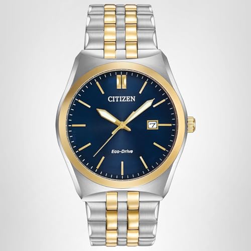 Citizen Men's Classic Corso Eco-Drive Watch, 3-Hand Date, Luminous Hands, Two-Tone/ Blue Dial