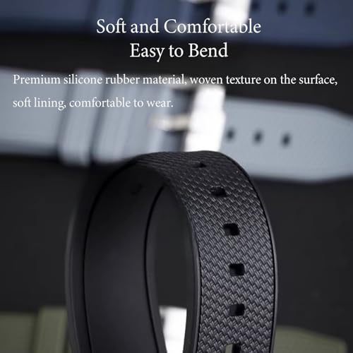Nizonlaie Silicone Rubber Bands for Omega X Swatch Moonswatch Watch Strap 20mm Curved End Weave Style Premium Silicone Rubber Replacement Strap Women Men,for Omega Swatch Moonswatch Speedmaster