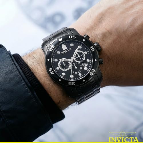 Invicta Men's 0076 Pro Diver Collection Chronograph Black Ion-Plated Stainless Steel Watch